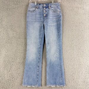 Madewell Cali Demi-Boot Jeans Womens 25 Blue Light Wash High Rise Raw Hem Casual